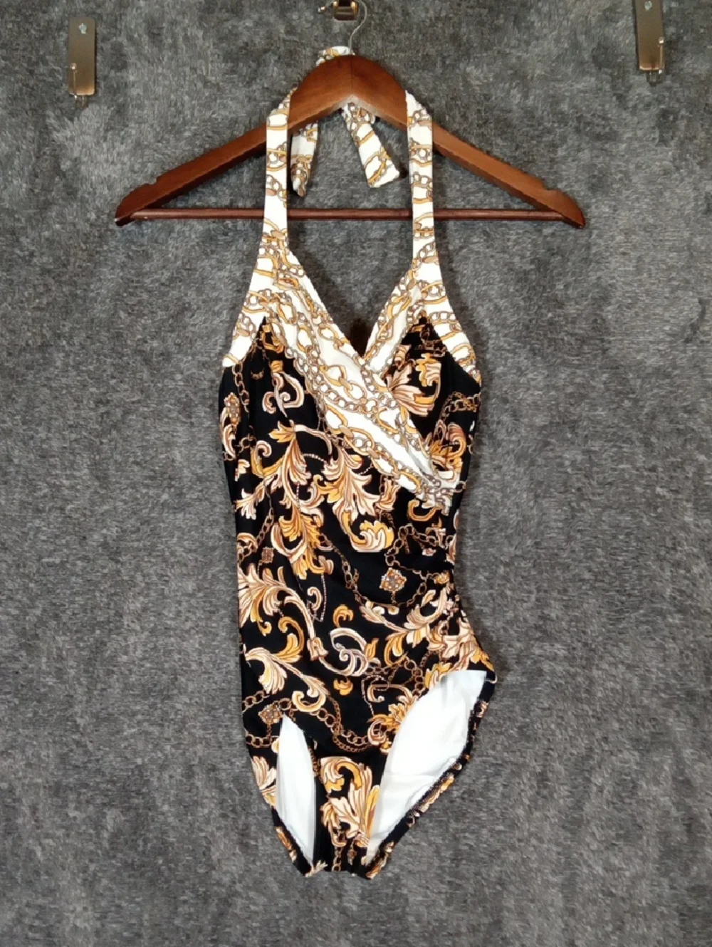 Carmen Marc Valvo Swim Sense Filigree Status Prin5 Surplice One Piece Sz 8